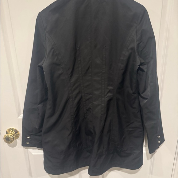 Elegant Black Double-Breasted Women's Rain Coat - Picture 2 of 3